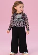 Conjunto Infantil Menina Estampado Preto Petit Cherie