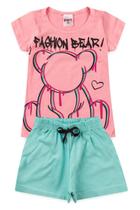 Conjunto Infantil Menina Fashion Bear Rosa