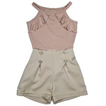 Conjunto Infantil Menina Feminino Blusinha Short Alfaiataria