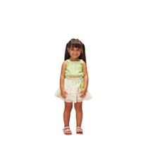 Conjunto Infantil Menina Festa Saia Tule Floral Chic 1246