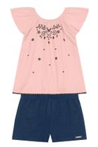 Conjunto infantil menina floral com glitter Brandili