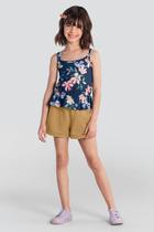 Conjunto infantil menina florido Brandili Azul