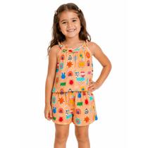Conjunto Infantil Menina Florzinha de Cor Alphabeto Camelo