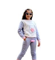 Conjunto Infantil Menina GataUrsinho Moletom Moda Blogueira Inverno - AnimezCore