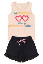 Conjunto Infantil Menina - Glittering Eyes - Rosa e Azul Marinho