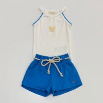 Conjunto Infantil Menina Infanti Blusa Borboleta e Shorts Azul Verão Moda Kids 86526