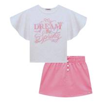 Conjunto Infantil Menina Infanti Blusa em Cotton e Short Saia Conjunto Infantil Menina Infanti Blusa em Cotton e Short Saia