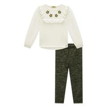 Conjunto Infantil Menina Inverno Bata em Malha Wave e Legging Canelado Mesclado - Kukiê Conjunto Infantil Menina Inverno Bata em Malha Wave e Legging Canelado Mesclado - Kukiê