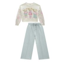 Conjunto Infantil Menina Inverno Blusa Boxy e Calça Wide Leg em Moletom Sem Pelucia - Kukiê