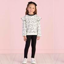 Conjunto Infantil Menina Inverno Blusa com Estampa Gato e Legging - Mon Sucré