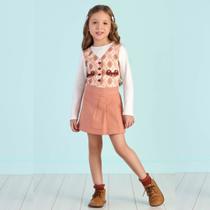 conjunto infantil menina inverno Blusa e Saia Estampa Urso - Mon Sucré