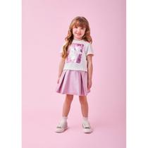 Conjunto Infantil Menina Inverno Blusa em Algodão e Saia Perolada Rosa - Momi