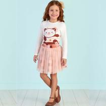 Conjunto Infantil Menina Inverno Blusa Estampa de Urso e Saia em Tule - Mon Sucré
