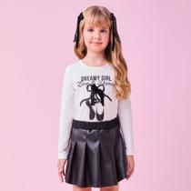 Conjunto Infantil Menina Inverno Blusa Manga Longa Algodão e Saia em material sintético - Momi