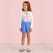 Conjunto Infantil Menina Inverno Blusa Shorts Estampa dançando na chuva - Mon Sucré