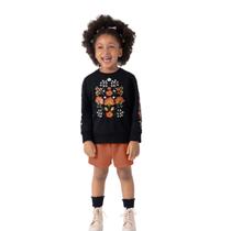 Conjunto Infantil Menina Inverno Casaco em Moletinho e Shorts em Gorgurinho Preto/Marrom - Nanai Conjunto Infantil Menina Inverno Casaco em Moletinho e Shorts em Gorgurinho Preto/Marrom - Nanai