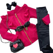 Conjunto Infantil Menina Inverno Casaco metalasse Calça Cirre Conjunto Infantil Menina Inverno Casaco metalasse Calça Cirre