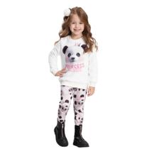 Conjunto Infantil Menina Inverno Casaco Pelo Fluffly e Legging Moletinho Soft Panda Branco - Alakazoo Conjunto Infantil Menina Inverno Casaco Pelo Fluffly e Legging Moletinho Soft Panda Branco - Alakazoo