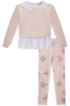 Conjunto Infantil Menina Inverno De Moletom Flanelado Calça Apeluciada Kukiê 80160