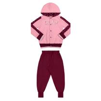 Conjunto Infantil Menina Inverno Jaqueta Matelasse Joy Com Capuz E Calça Moletom Peluciado - Angerô