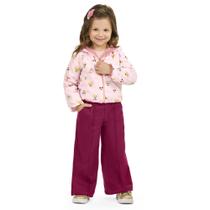 Conjunto Infantil Menina Inverno Jaqueta Reversível Corta Vento Com Pêlo Fleece E Calça Flaire Moletom Tricô - Angerô
