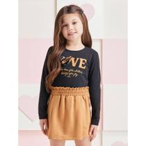 Conjunto Infantil Menina Inverno Momi Blusa em Cotton e Shorts Saia em Moletom Conjunto Infantil Menina Inverno Momi Blusa em Cotton e Shorts Saia em Moletom