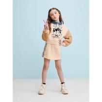 Conjunto Infantil Menina Inverno Momi em Blusão e Shorts Saia em Moletom