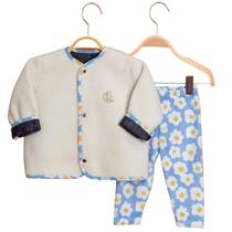 Conjunto Infantil Menina Jaqueta Dupla Face Daisy Azul