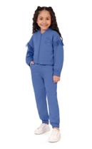 Conjunto Infantil Menina Jaqueta Manga Com Franjas Em Moletom Malwee Kids 10