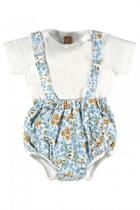 Conjunto infantil Menina Jardineira + Body - Liberty Conjunto infantil Menina Jardineira + Body - Liberty