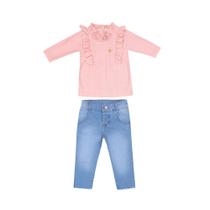 Conjunto Infantil Menina Jeans Flowers