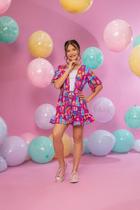Conjunto Infantil Menina Kimono + Regata e Shorts Marias - Roxo - 12 Conjunto Infantil Menina Kimono + Regata e Shorts Marias - Roxo - 12