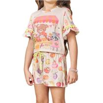 Conjunto Infantil Menina Kukiê Urso Bege Claro - 77221 Conjunto Infantil Menina Kukiê Urso Bege Claro - 77221