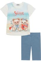 Conjunto Infantil Menina Kukiê Verão Com Legue Ciclista e Blusa Algodão 88459 Conjunto Infantil Menina Kukiê Verão Com Legue Ciclista e Blusa Algodão 88459