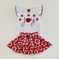 Conjunto Infantil Menina Kyly Blusa Com Paetês E Saia Floral Rodada Elegante Natal Conjunto Infantil Menina Kyly Blusa Com Paetês E Saia Floral Rodada Elegante Natal