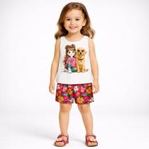 Conjunto Infantil Menina Kyly Blusa e Shorts Estampado Verão Moda Kids 1001711 -