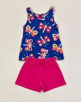 Conjunto Infantil Menina Kyly Blusa e Shorts Moletom 4 Cores Verão Moda Kids