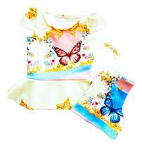 Conjunto Infantil Menina Laço Flor Florido Borboleta Aniversário