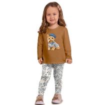 Conjunto Infantil Menina Legging e Blusa Cachorrinho Milon Cor:MarromTamanho:6