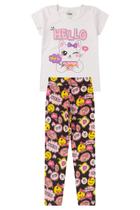 Conjunto Infantil Menina Legging - Hello - Branco