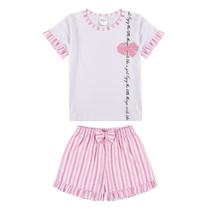 Conjunto Infantil Menina Listrada Lacinho Fantoni Tam 4ao8