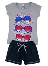 Conjunto Infantil Menina Live Laugh Love Shorts Moletinho