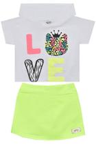 Conjunto Infantil Menina Love Branco Com Capuz