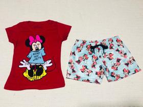 Conjunto Infantil Menina Minnie Blusa Com Glitter Com Shorts Conjunto Infantil Menina Minnie Blusa Com Glitter Com Shorts