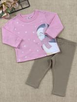 Conjunto Infantil Menina Moletom Brandili Blusa E Calça Rosa Conjunto Infantil Menina Moletom Brandili Blusa E Calça Rosa