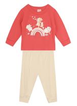 Conjunto Infantil Menina Moletom Brandili Calça Blusa Coral