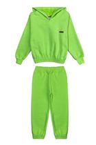 Conjunto Infantil Menina Moletom Cropped - Verde Neon