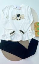 Conjunto infantil Menina Moletom Flanelado e Legging Milon