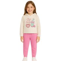 Conjunto Infantil Menina Moletom Peluciado Com Capuz Kyly