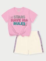 Conjunto Infantil Menina No Rules Rosa Abrange